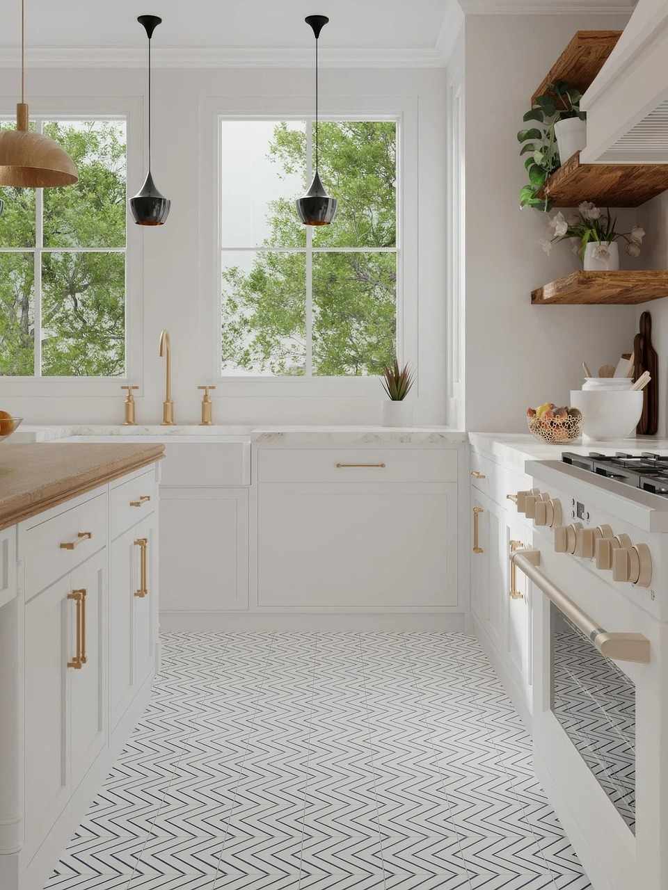 Reforma de cocina moderna en Las Rozas con mobiliario blanco y encimera de madera